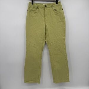 Coldwater Creek Jeans Women 10P Green Denim Stretch Mid Rise Straight Leg